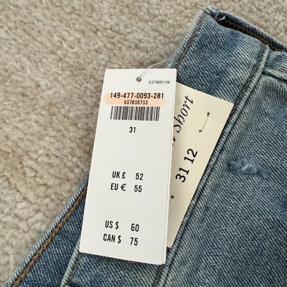 NWT Abercrombie & Fitch High Rise 4" Mom Jeans Denim Shorts 31/12 Blue Cutoff - Picture 9 of 11